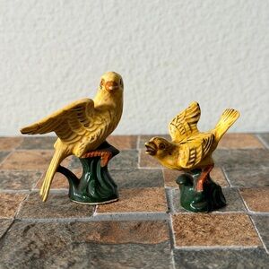 That Vintage Yellow and Green Bird porcelain Figurines set of 2